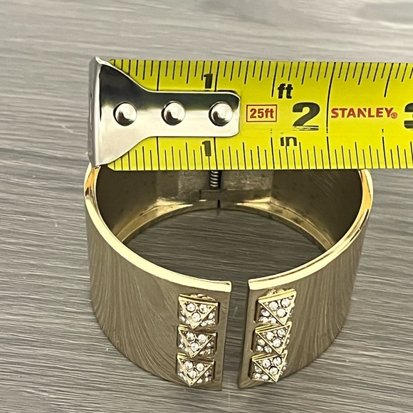 Victoria Secret Gold Cuff Bracelet with CZ Diamond Pyramids - Picture 7 of 8
